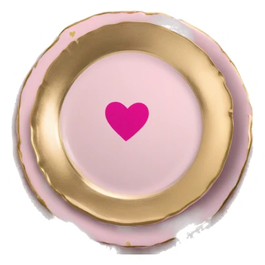 Realistic laying flat empty gold and pink valentines charger plate sticker