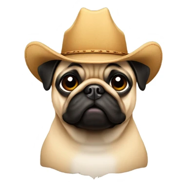 pug wearing a cowboy hat sticker