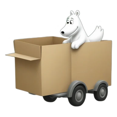 Moomin delivering a box sticker