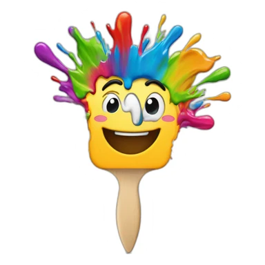 paintbrush with a face singing with joy many colors sticker