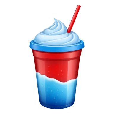 Red slushie in a white and blue cup sticker