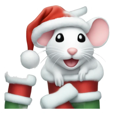 Mouse Christmas hat and a pile of snow sticker