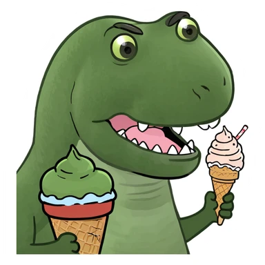 T-Rex with ice cream sticker