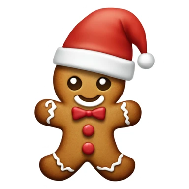 Gingerbread man wearing santa’s hat in coffee sticker