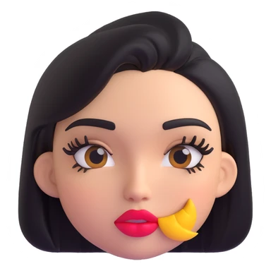 sassy mean girl emoji with long eyelashes, thick glossy lips, side-eye expression, dramatic makeup, smug attitude sticker