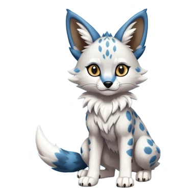 Blue cute adorable serval-Lycanroc-wolf-fusion-hybrid, full body sticker