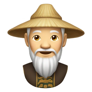 Old Chinese man with traditional Chinese hat sticker