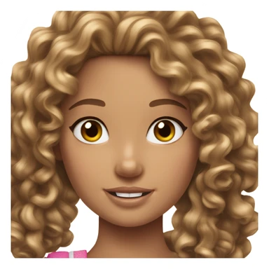 girl with curly hair brunette barbie girl sticker