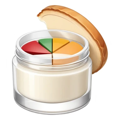 face cream jar with a pie chart on the lid indicating usage sticker