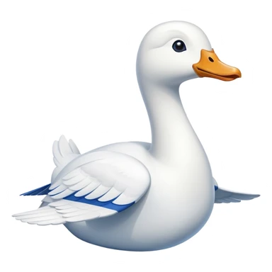 A cartoon jet airplane with a white goose neck and head extending from where the nose would be sticker