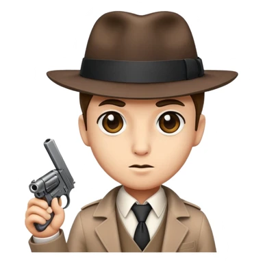 cute mafia character with fedora hat and tiny gun sticker