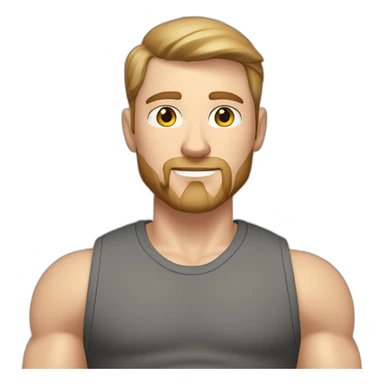 Full height Pale skinned fit man With biceps, Realistic eyes and mouth, light brown hair and stubble In dark gray sleeveless mike, black oversize sports shorts, watch and white sneakers. sticker