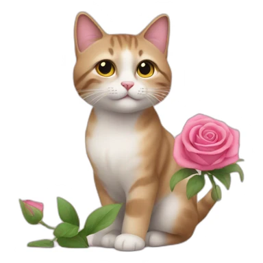 Un chats rose avec une fleur sticker