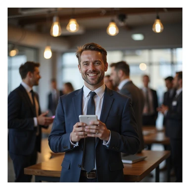 businessman encouraging customers sticker