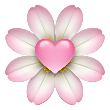 white flower with mini pink heart center sticker