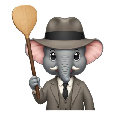 elephant mafia boss with fedora hat holding a paddle sticker