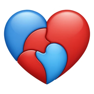 a heart made of the two colors red and blue sticker