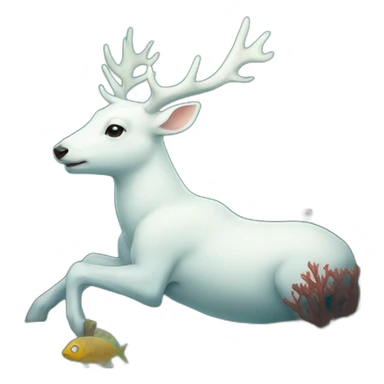 white deer swimming under the sea sticker