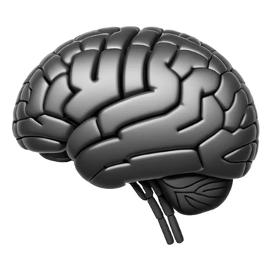 Futuristic AI brain emoji, simplified brain silhouette, metallic black and white, glowing neural lines inside, flat vector design, minimal clean style

 sticker