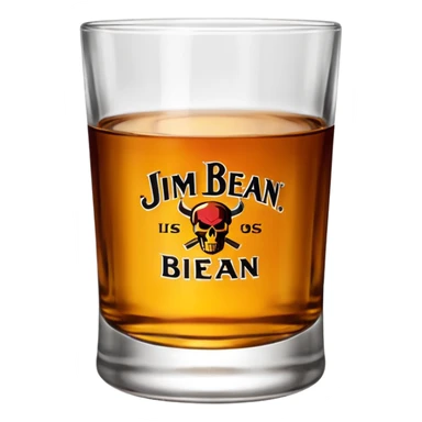 whiskey glass with Jim Beam logo sticker