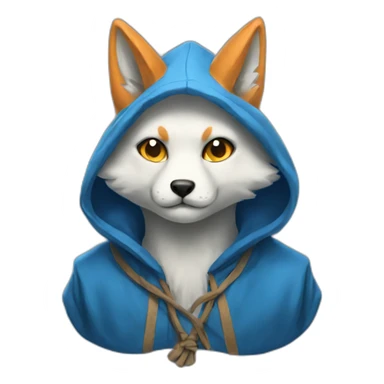 blue hooded kitsune sticker