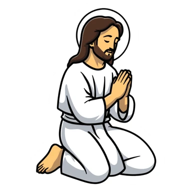 jesus kneeling praying sticker