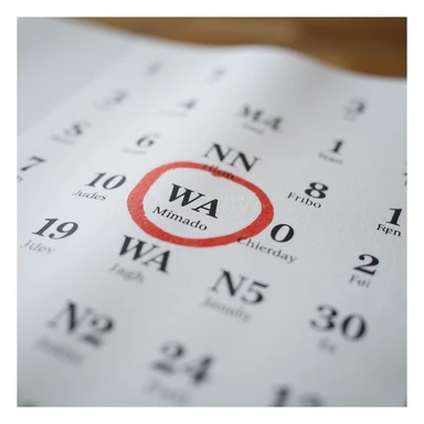 hyperrealistic calendar in 4K with seven consecutive days circled in red, no background, precise and realistic details sticker