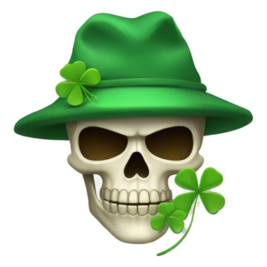 a hooded skull soldier with 4 leafed clover sticker