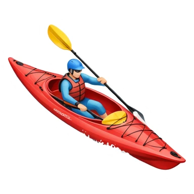 An icon showing a close-up of a kayak gliding over rippling water, with a double-bladed paddle in motion and splashes around. The sleek shape of the boat and dynamic strokes highlight the speed and precision of kayaking. Transparent background emphasizes the energy of the sport. sticker