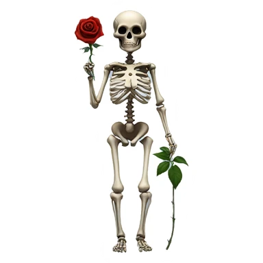 women Skeleton with black rose in hand seriously judging, standing sticker