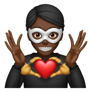 Emoji combination 💀 and 🫶🏿 sticker