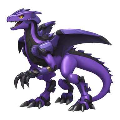  Cool Edgy Black Purple Digimon-Fakemon-Raptor-Dragon-Mecha full body sticker