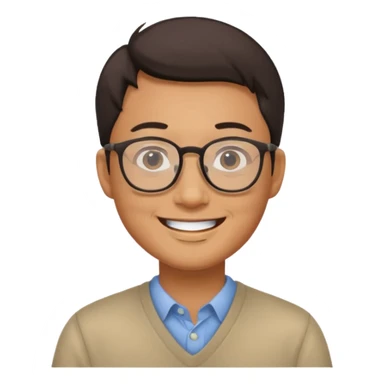 asian man wear glasses smile sticker