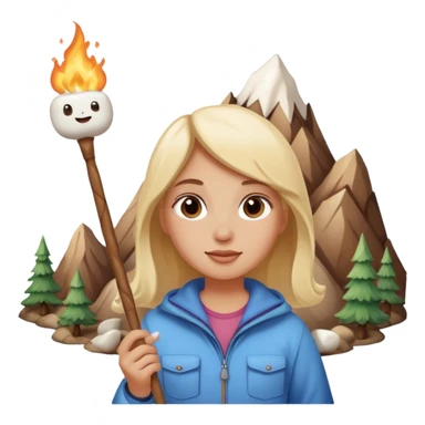 Girl + marshmallow stick, Mountain Campers. sticker