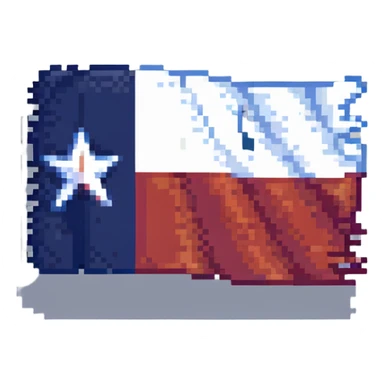 a waving Texas flag in pixel art style, simple shading, single white star, no text, transparent background sticker