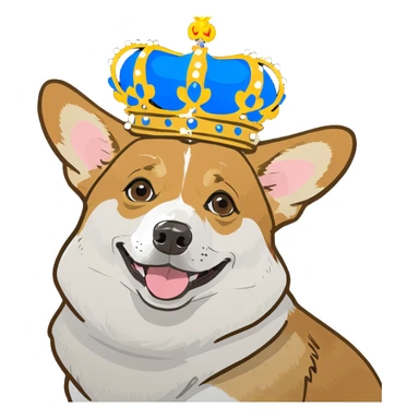 Corgi with royal crown sticker