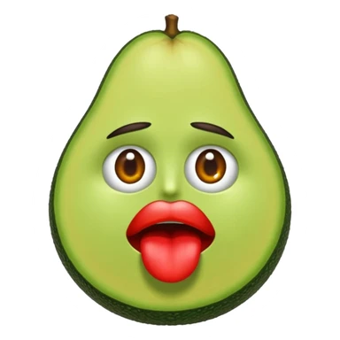 Aguacate con ojos y unos labios gruesos rojos sticker