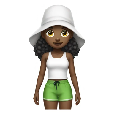 Black girl with black bonnet, white tank top and green shorts sticker