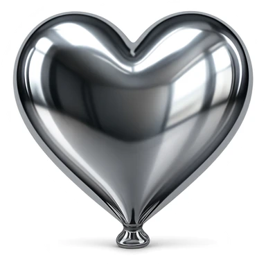 heart in the style of an inflated balloon, chrome 3D emoji style sticker