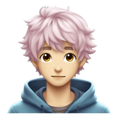 Cute Kawaii Beautiful Gorgeous Sparkly Shiny Blushing Anime Style Catboy With Pretty Hair And Hoodie Trendy Style Outside sticker
