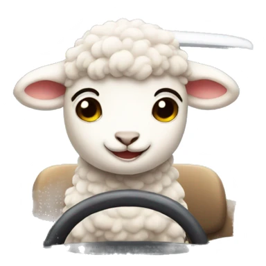cute lamb driving a car  sticker