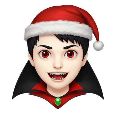Vampire ,Fangs , cHristmas hat ,black hair sticker