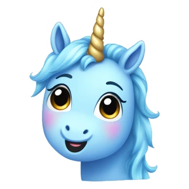 excited blue unicorn kawaii sticker