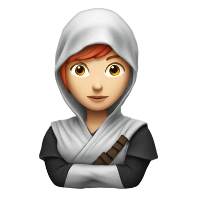 female caucasian red haired ninja with face covered sticker