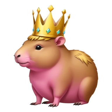 A pink capybara with a crown  sticker