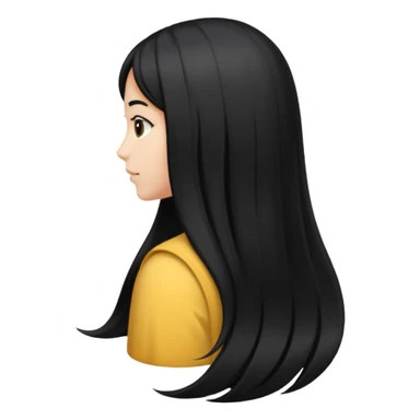 back view of long black hair sticker