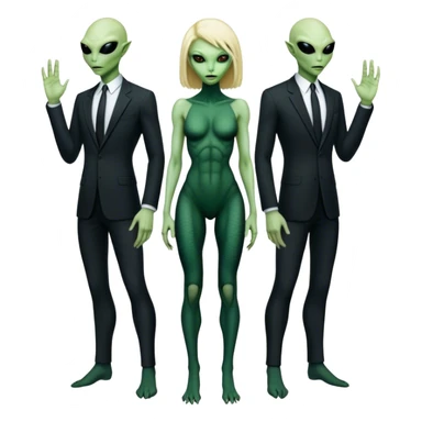 a blonde reptilian alien woman as men in black, full body, full figure sticker