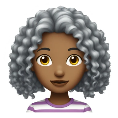 curly girl with a striped gray cat sticker