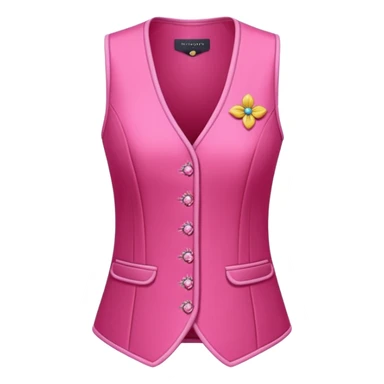 a stylish women’s vest, sleeveless, elegant and decorative design, in a bright pink color with small cute details, feminine and fancy look, no background, ONLY VEST sticker