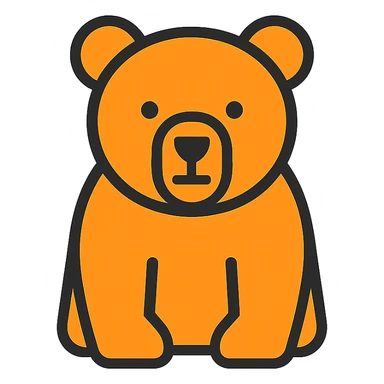 A bear in lineal color icon with black outlines sticker